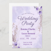 Élégant violet floral mariage invitation (Devant / Derrière)