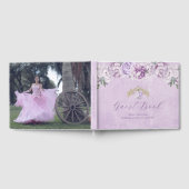 Élégant violet Floral Quinceañera Livre d'invité (Complet)