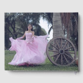 Élégant violet Floral Quinceañera Livre d'invité (Verso)