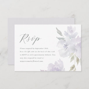 Elégant violet floral Quinceanera QR Code RSVP