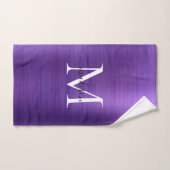 Élégant violet foncé brossé monogramme métallique (Serviette à main)