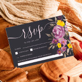 Élégant violet foncé mariage floral rsvp monogramm