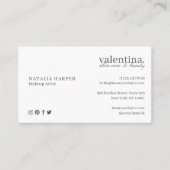 Elegant Violet Glitter Leaf Pattern Beauty Makeup Visitekaartje (Voorkant)