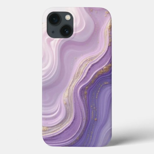 Élégant violet & Gold Waves iPhone 13 Coque - Drea (Verso)