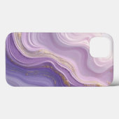 Élégant violet & Gold Waves iPhone 13 Coque - Drea (Verso (horizontal))