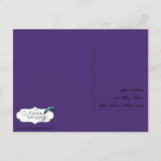 Elégant violet gothique Night Posh carte postale R (Dos)