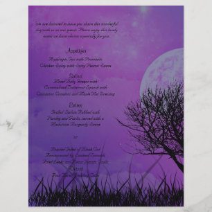 Élégant violet gothique Night Posh Menu Mariage