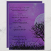 Élégant violet gothique Night Posh Menu Mariage (Devant / Derrière)