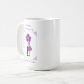 Elégant violet heureux anniversaire Mug personnali (Devant gauche)