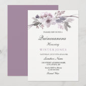 Élégant violet hiver Floral Quinceanera Invitation (Devant / Derrière)