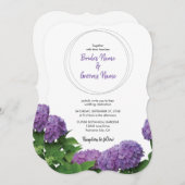 Elégant Violet Hydrangea Invitations de mariage (Devant / Derrière)