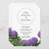 Elégant Violet Hydrangea Invitations de mariage (Devant / Derrière)