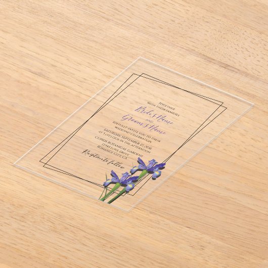 Élégant violet Iris Invitations de mariage Iris (Poser)