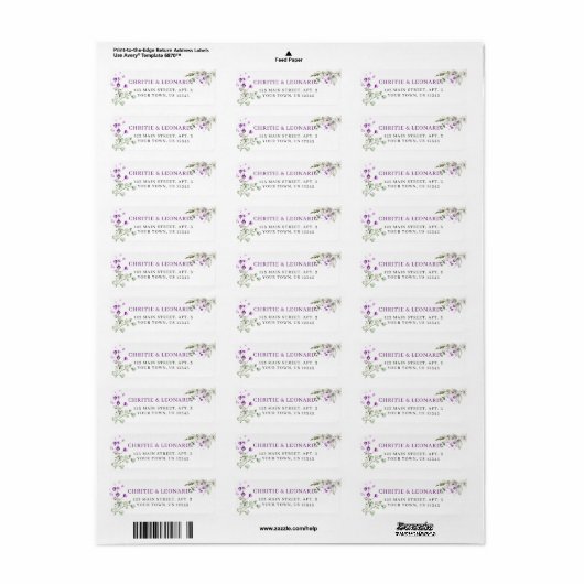 Élégant violet Lavander Fleurs Étiquette moderne (Feuille entière)