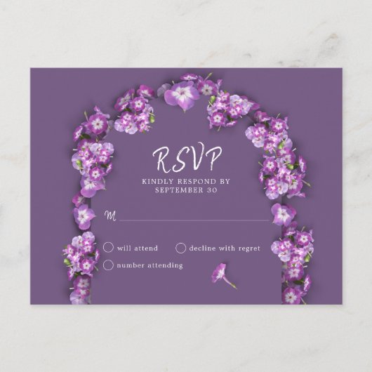 Élégant violet Lilac Rum Arch Florals Pas de menu (Devant)