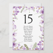 Élégant violet Mariage table de siège Cartes de gr (Devant)