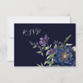 Elégant Violet Marine Blue Cream Wedding RSVP (Dos)