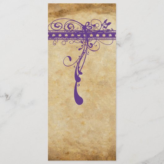 Elégant violet Moyen Renaissance Menu Mariage (Dos)