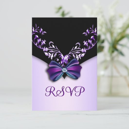Élégant violet noir diamant Bow RSVP (Debout devant)