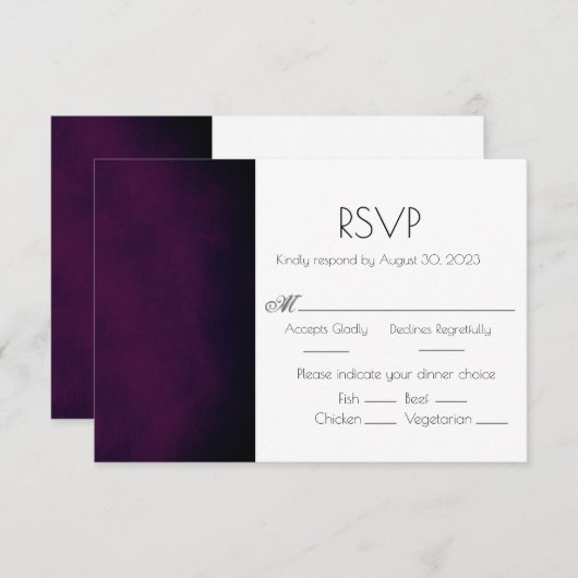 Elégant violet Ombre moderne mariage carte RSVP (Devant / Derrière)