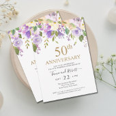 Elégant violet or 50ème Faire-part de mariage