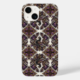 Élégant violet or Batik corbeau coque iphone