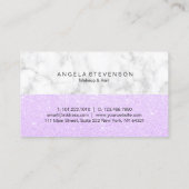 Elegant violet paars glitter marble make-up and ha visitekaartje (Achterkant)