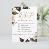 Elegant Violet Paarse Calla Lily RSVP Weddenschap (Staand voorkant)