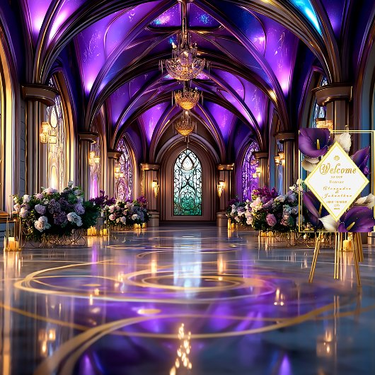 Elegant Violet Purple and Gold Calla Lily Acryl Bord