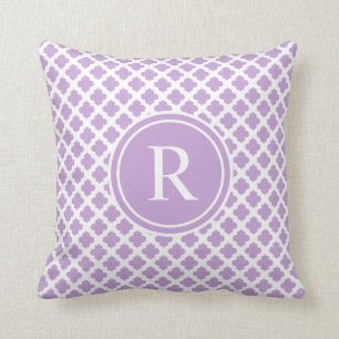 Elegant Violet Quatrefoil Monogram Kussen