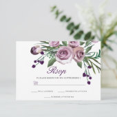 Elégant Violet Rose Floral Mariage RSVP (Debout devant)