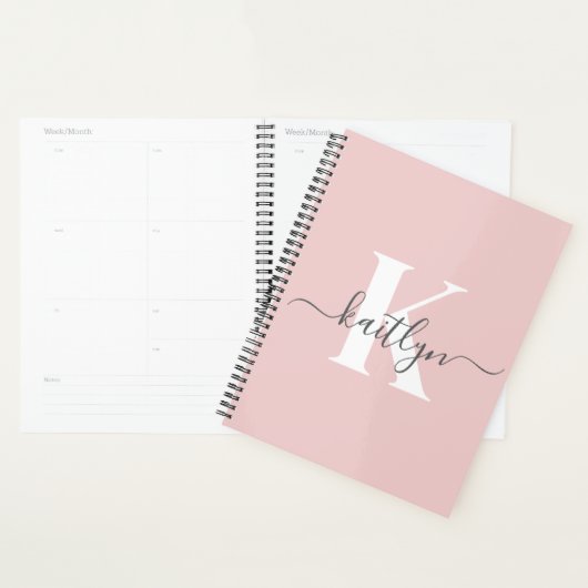 Élégant violet rose gris script Monogramme (Devant avec enveloppe)