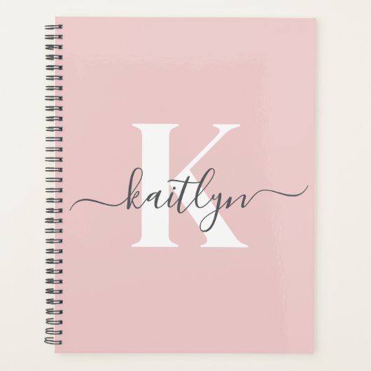 Élégant violet rose gris script Monogramme (Devant)