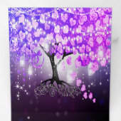 Élégant Violet rose Mariage feuille coeur Tri-Fold (Intérieur en premier)