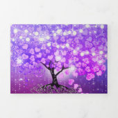 Élégant Violet rose Mariage feuille coeur Tri-Fold (Page de couverture)