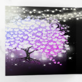 Élégant Violet rose Mariage feuille coeur Tri-Fold (Intérieur en premier)