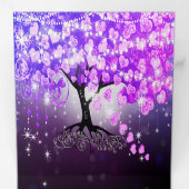 Élégant Violet rose Mariage feuille coeur Tri-Fold (Intérieur en premier)