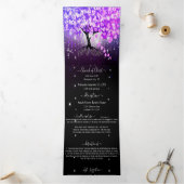 Élégant Violet rose Mariage feuille coeur Tri-Fold (Intérieur)