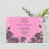 Élégant violet Roses Baby Naming Invitation Hébreu (Debout devant)