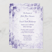 Elégant Violet Vintage Mariage Invitation (Devant / Derrière)