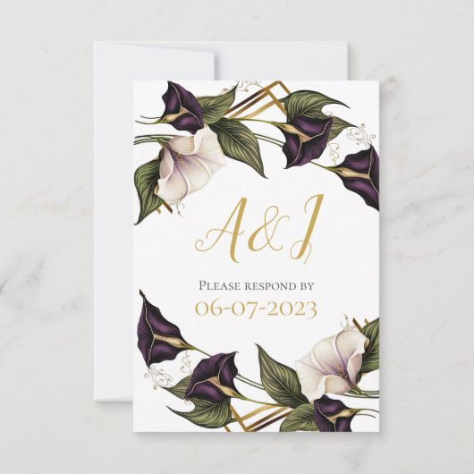 Elégant Violet violet Calla Lily Mariage RSVP (Dos)