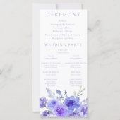 Élégant violet violet violet Mariage programme de  (Dos)