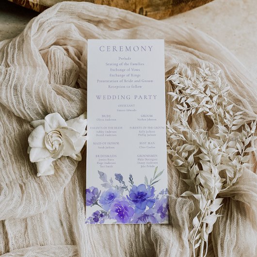 Élégant violet violet violet Mariage programme de 