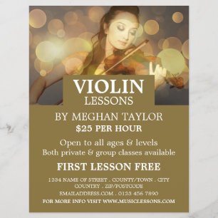 Elegant Violinist, Violin Lessons Adverteren Flyer