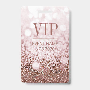 Elegant VIP Access Event Roos Pink Glitter Badge