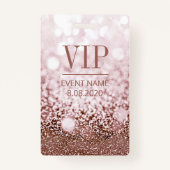 Elegant VIP Access Event Roos Pink Glitter Badge (Voorkant)