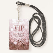Elegant VIP Access Event Roos Pink Glitter Badge (Achterkant met draagriem)
