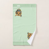 Elégant visage de tigre sur le vert citron (Serviette à main)