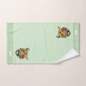 Elégant visage de tigre sur le vert citron (Serviette à main)