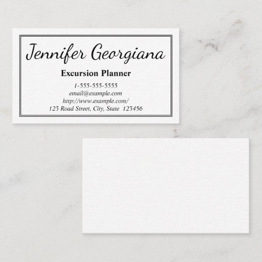 Elegant Visitekaartje en Basic Excursion Planner (Voorkant / Achterkant)